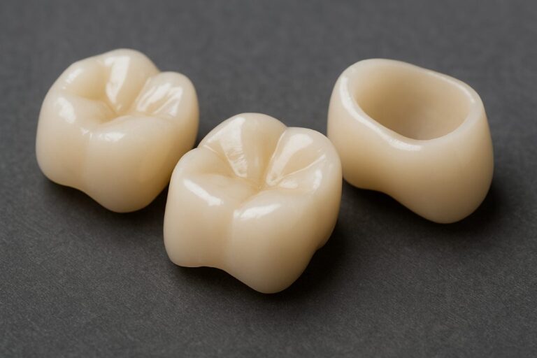 Image of a dentist in Louisville, KY using a digital scanner on a patient's tooth in preparation for a same-day crown. The dentist and patient are smiling, and the office environment is modern and clean. No text on image.