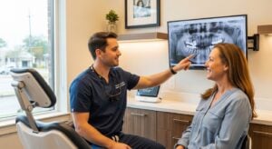 A dental patient consultation at a modern dental office
